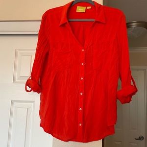 Maeve red orange button up
